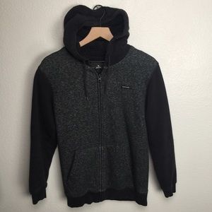 RIP CURL MENS ZIP UP BLACK AND GRAY SWEATER